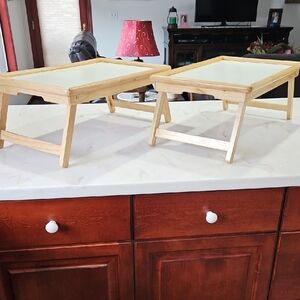 Natural Wood Bed Breakfast Tray with White Top